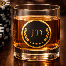 Copo de Whisky con Monograma Negro y Dorado | Poke