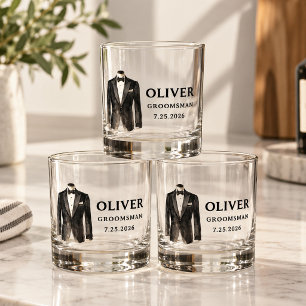 Vaso De Whiskey Copo de Whisky para Propuesta de Padrino de Traje