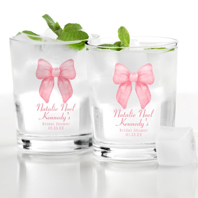 Vaso De Whiskey Coquette Aesthetic Cute Pink Bow Personalizado (Subido por el creador)