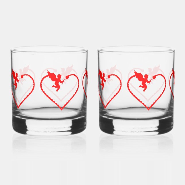 Vaso De Whiskey Corazón con cupido regalo para usted (Anverso)
