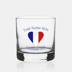 Vaso De Whiskey Corazón Personalizado Bandera Francesa