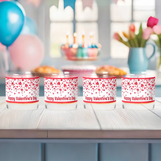 Vaso De Whiskey Corazones de Confetti Rojo Valentine personalizado (Insitu (Baby Shower))