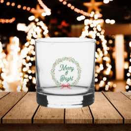 Vaso De Whiskey Corona de vacaciones Merry & Bright