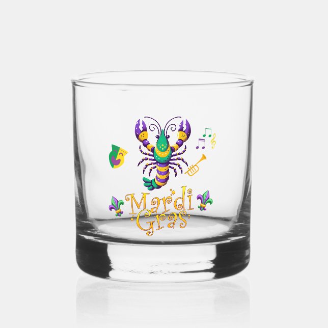 Vaso De Whiskey Crayfish Fleur de lis Mardi Gras (Reverso )