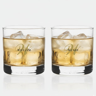 Vaso De Whiskey Crea tu propio monograma personalizado, nombre