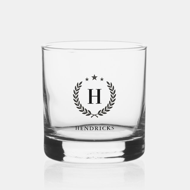 Vaso De Whiskey Create Your Own Intel Monogram With Laurel wreaths (Reverso )
