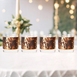 Vaso De Whiskey Crema marrón negro Piel de vaca suroeste