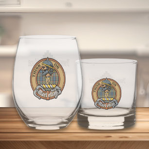 Vaso De Whiskey Crest de Clan MacLellan sobre antiguo tartán