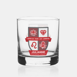 Vaso De Whiskey Crest de cumpleaños de Leo™ para 23-31 de julio
