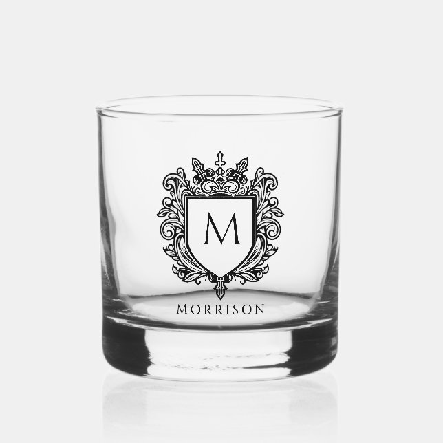 Vaso De Whiskey Crest de monograma impreso (Anverso)