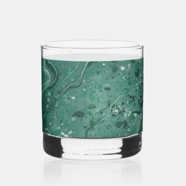 Vaso De Whiskey Cristal de mármol verde sofisticado (Anverso)