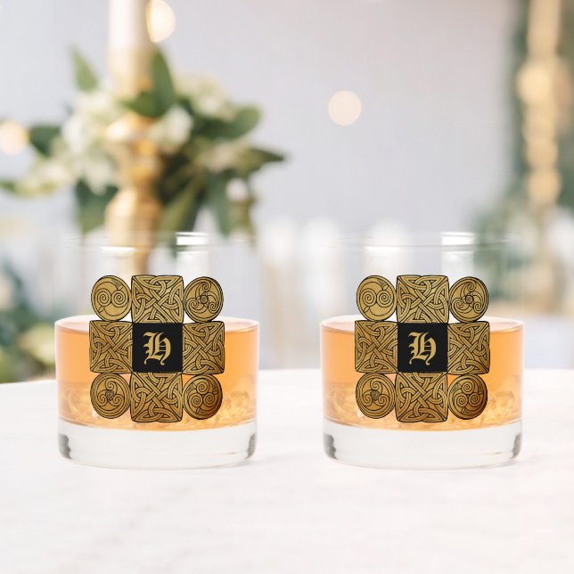 Vaso De Whiskey Cruz personalizada de nudos celtas (Insitu (Boda))