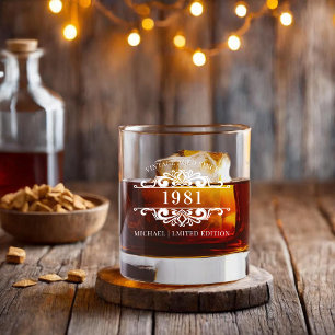 Vaso De Whiskey Cualquier año   Cumpleaños Monograma Aniversario