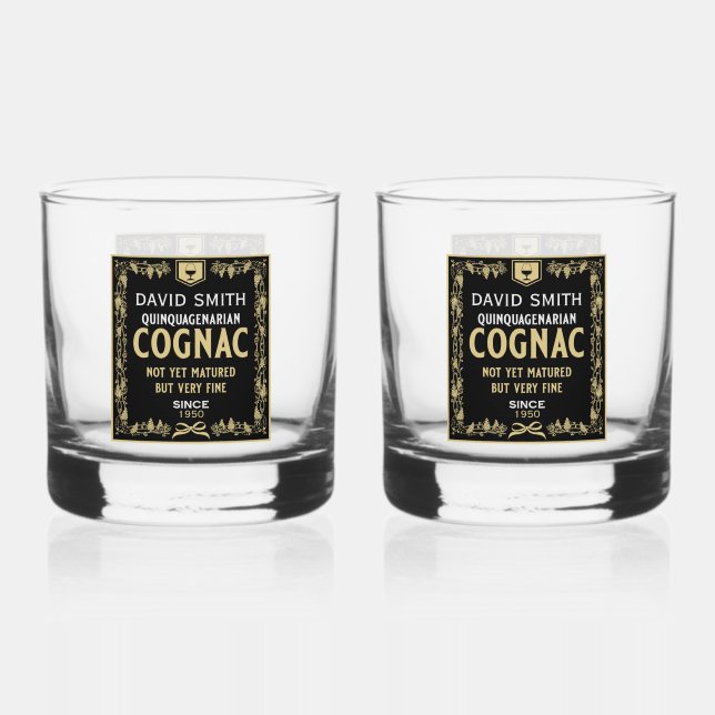 Vaso De Whiskey Cumpleaños de Brandy Lover Quinquagenarian (Anverso)