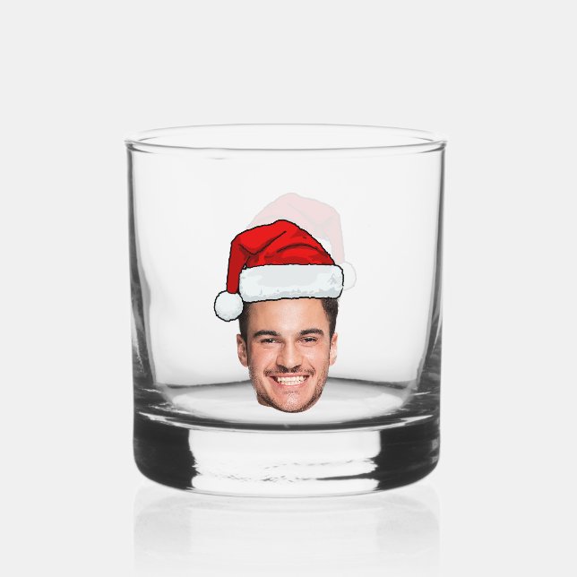 Vaso De Whiskey Custom Face Photo Santa Hat Christmas (Reverso )