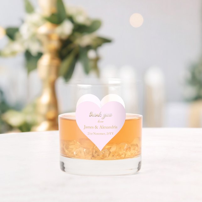 Vaso De Whiskey Custom Thank You Diamonds Pink Heart (Insitu (Boda))