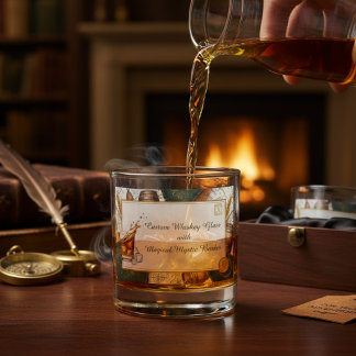 Vaso De Whiskey Custom Whiskey Glass with Magical Mystic Border