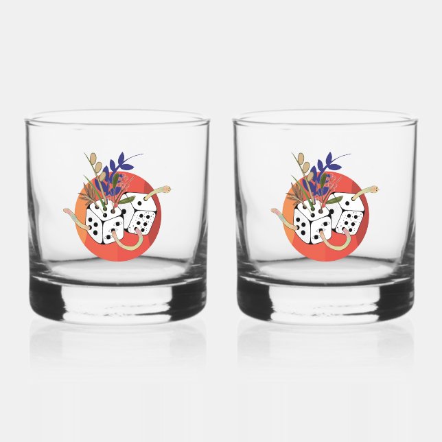 Vaso De Whiskey Dados en Universo Paralelo (Anverso)