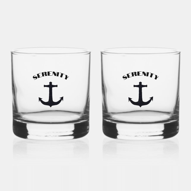 Vaso De Whiskey delimitador de nombre de barco personalizado (Anverso)