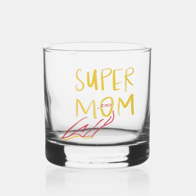 Vaso De Whiskey Día de la madre del Ilustracion de la supermamá (Anverso)