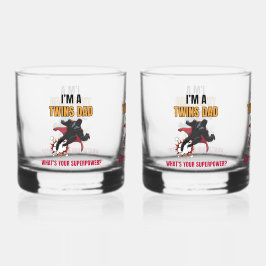 Vaso De Whiskey Día del Padre Gemelos, Superhéroe del personalizab