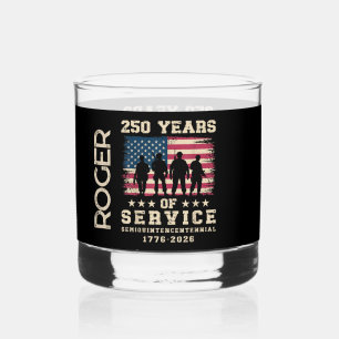 Vaso De Whiskey Diseño de Aniversario Patriótico 250 Años de Servi