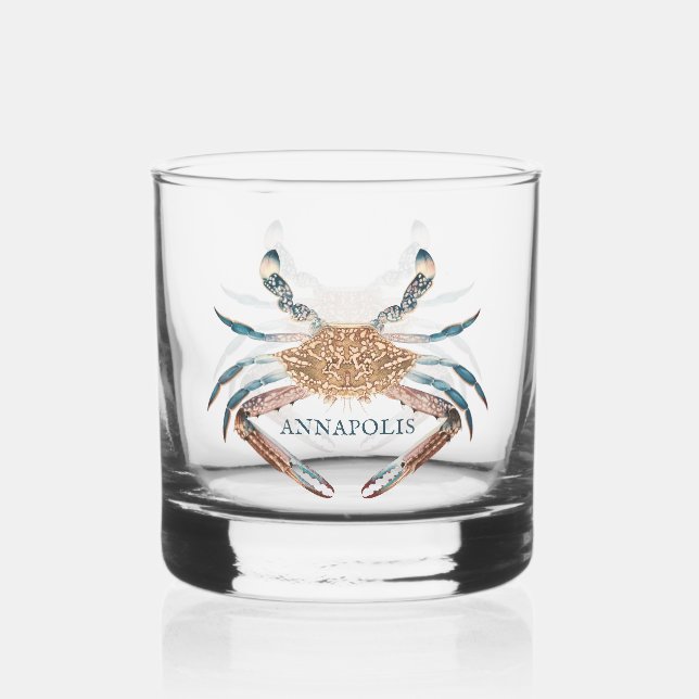 Vaso De Whiskey Diseño de Cangrejo Vintage (Anverso)