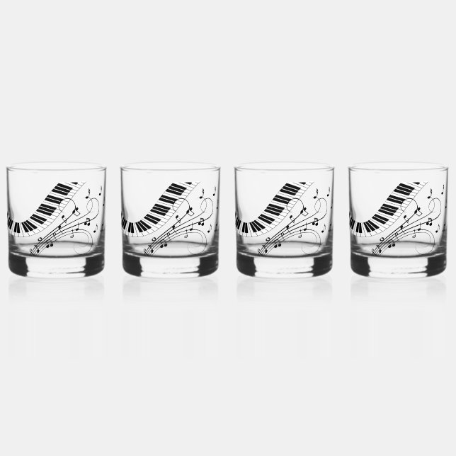 Vaso De Whiskey Diseño del tema musical del piano (Anverso)