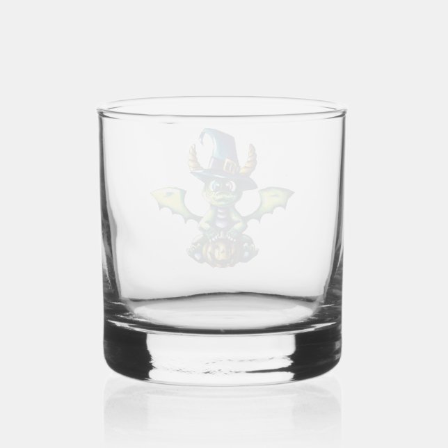 Vaso De Whiskey Diseño mágico de dragones de Halloween (Anverso)