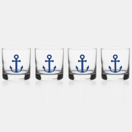 Vaso De Whiskey Diseño naumático de anclaje azul