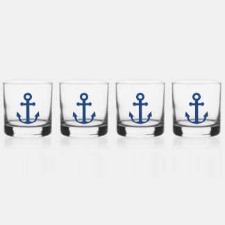 Vaso De Whiskey Diseño naumático de anclaje azul