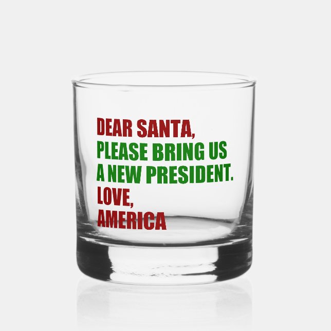 Vaso De Whiskey Divertido nuevo presidente político para Navidades (Anverso)