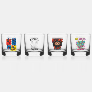 Vaso De Whiskey Divertido patrón de arte abstracto de Axolotl Piet