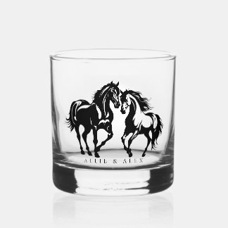 Vaso De Whiskey Dos caballos enamorados pareja de caballos blancos