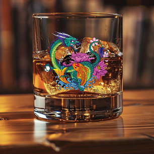 Vaso De Whiskey Dragón de agua chino Koi Fish