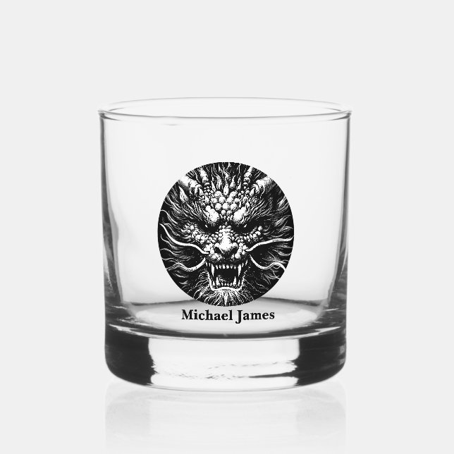 Vaso De Whiskey Dragón Fiero Personalizado (Anverso)