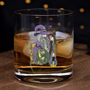 Vaso De Whiskey Dragón Mago Celta Fantasía Púrpura