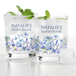 Vaso De Whiskey Dusty Blue Wildflower Ducha de novia personalizada