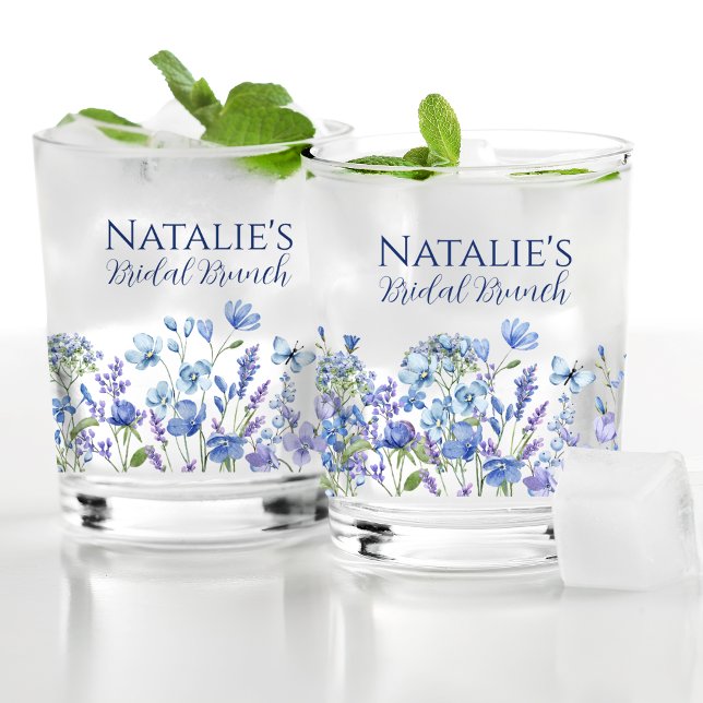 Vaso De Whiskey Dusty Blue Wildflower Ducha de novia personalizada (Subido por el creador)
