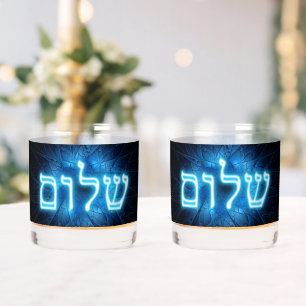 Vaso De Whiskey El brillante Shalom azul sobre la estrella abandon