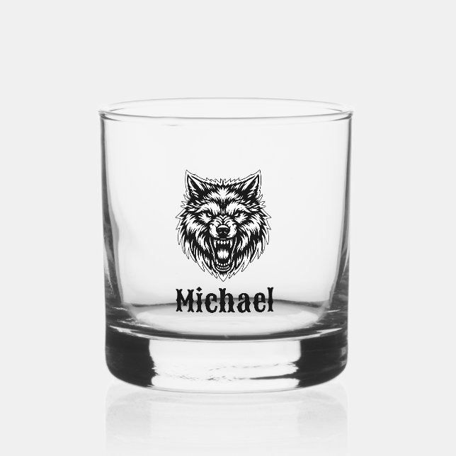Vaso De Whiskey El Lobo Personalizado (Anverso)