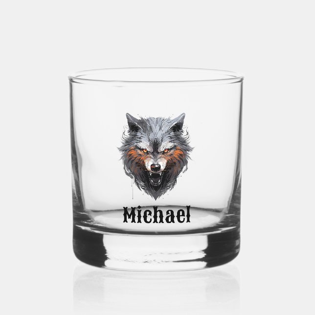 Vaso De Whiskey El Lobo Personalizado (Anverso)