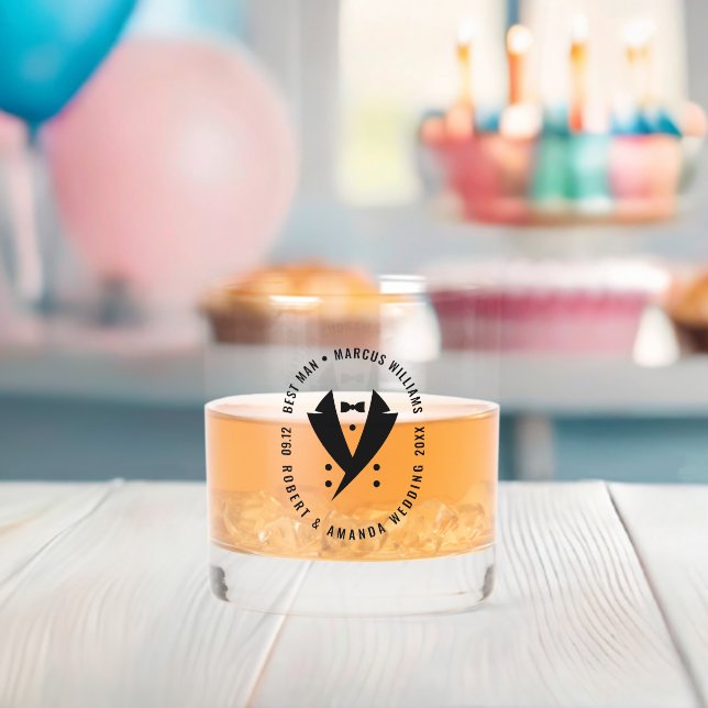 Vaso De Whiskey El mejor hombre elegante Boda de Tuxedo (Insitu (Baby Shower))