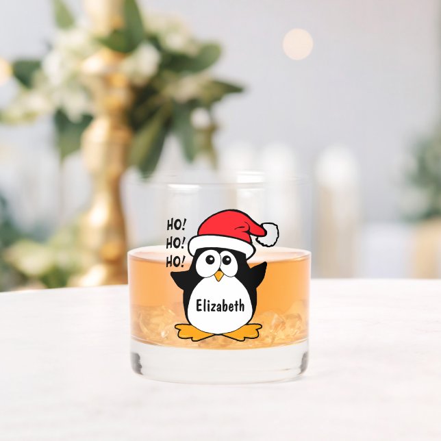 Vaso De Whiskey El pingüino Navidad lindo (Insitu (Boda))