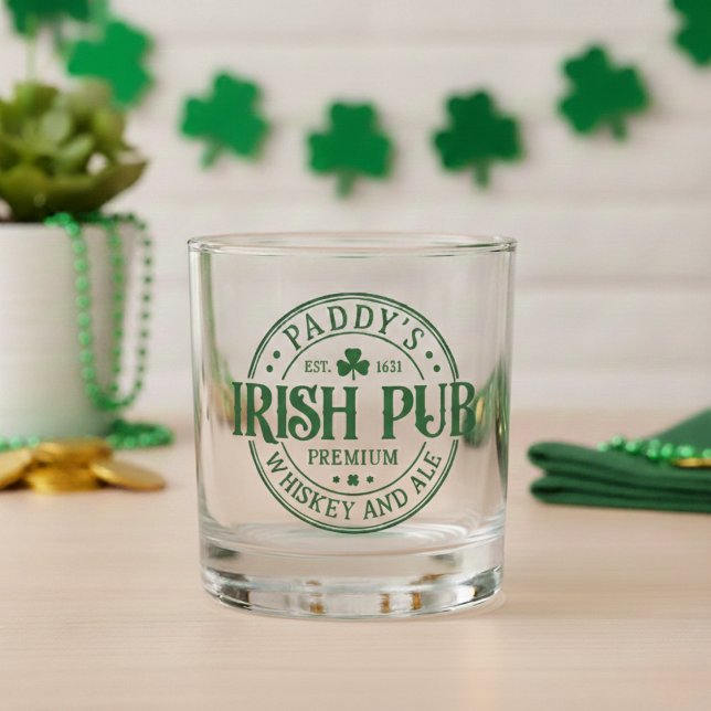 Vaso De Whiskey El pub irlandés Classic St Patrick's Day Paddy (Classic St Patrick's Day Paddy's Irish Pub Whiskey Glass)