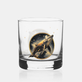 Vaso De Whiskey Elegancia cósmica, la ballena dorada y negra