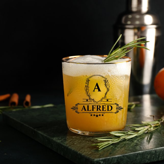 Vaso De Whiskey Elegant Script Groomsman Monograma Bridal Party (Subido por el creador)