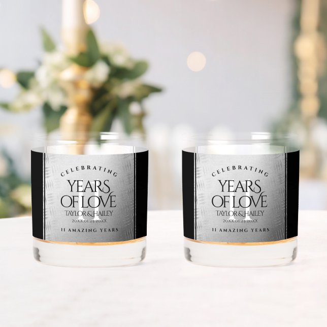 Vaso De Whiskey Elegante 11ª celebración del Aniversario del Boda  (Insitu (Boda))