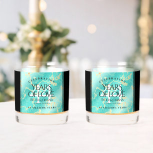 Vaso De Whiskey Elegante 44° Aniversario Boda Turquesa