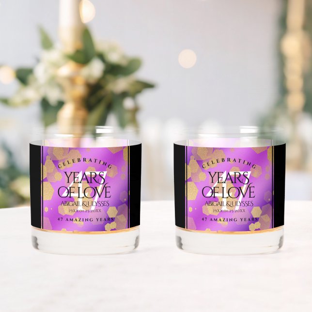 Vaso De Whiskey Elegante 47° Aniversario del Boda Ametista (Insitu (Boda))